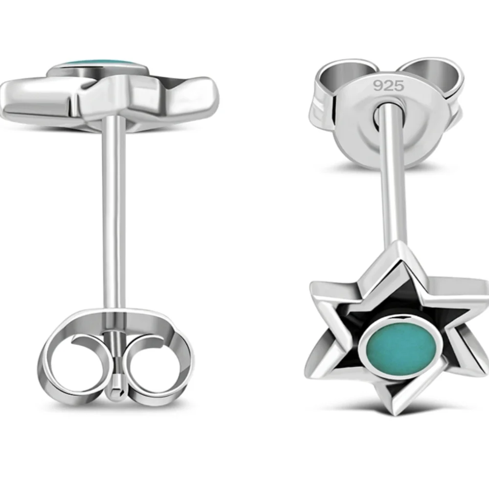 Turquoise Star of David Stud Earrings